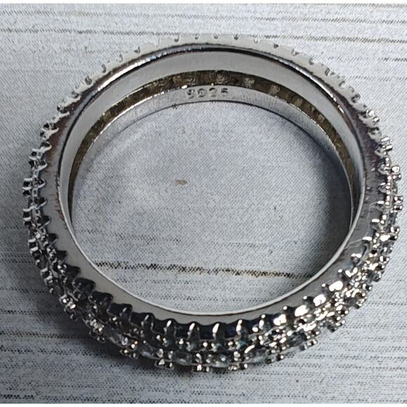 White Crystal Infinity Band Ring Sterling Silver Round Cut 925 Size 9 - Picture 1 of 4